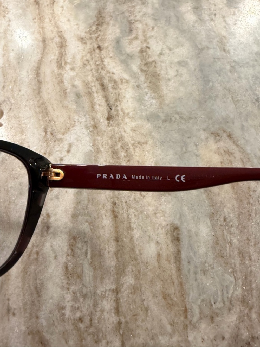 Prada Women's Cat-Eye Frame in Burgundy model VPR 04W - Picture 3 of 7